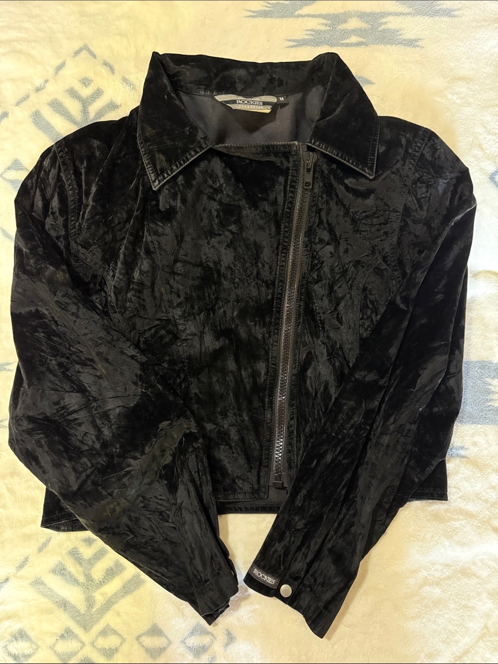 Rockies Black Velvet Asymmetrical Zip Jacket